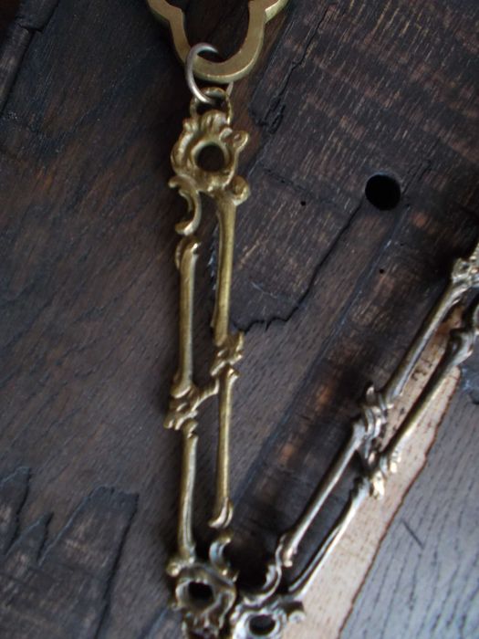 Stary Mosiężny Łańcuch do Lampy-Ręczne Wykonanie-Vintage