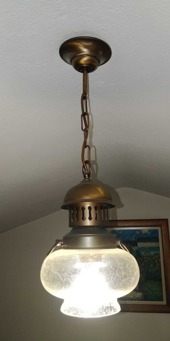 Candeeiro de tecto rústico/vintage em latão