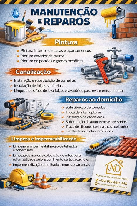 Pinturas interiores, limpezas no geral