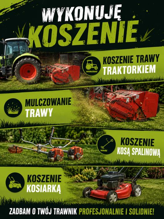 Usługi ogrodnicze, koszenia trawy, zarośli