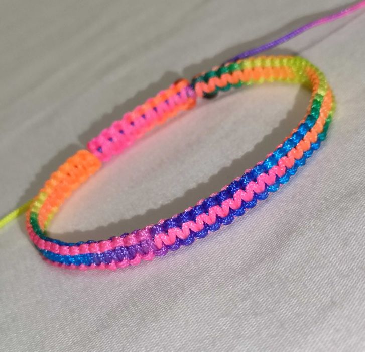 Bransoletka pleciona wielokolorowa dwustronna Handmade