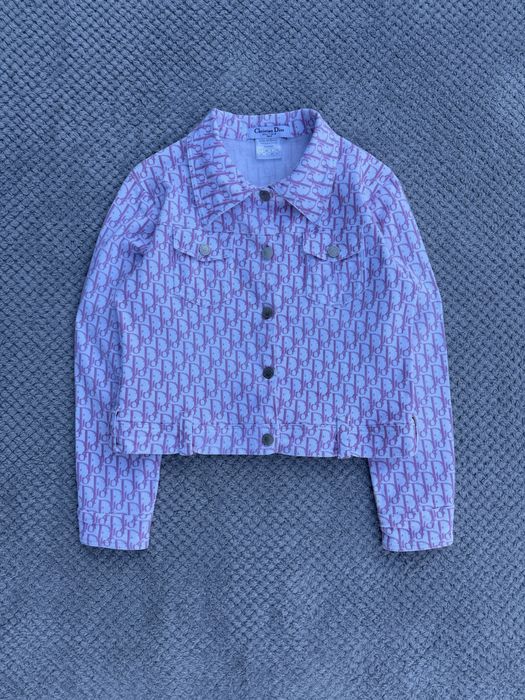 Christian Dior Vintage Boutique Paris Logo Monogram Denim Pink/White Jacket Size:42 жіночий монограмний піджа діор куртка