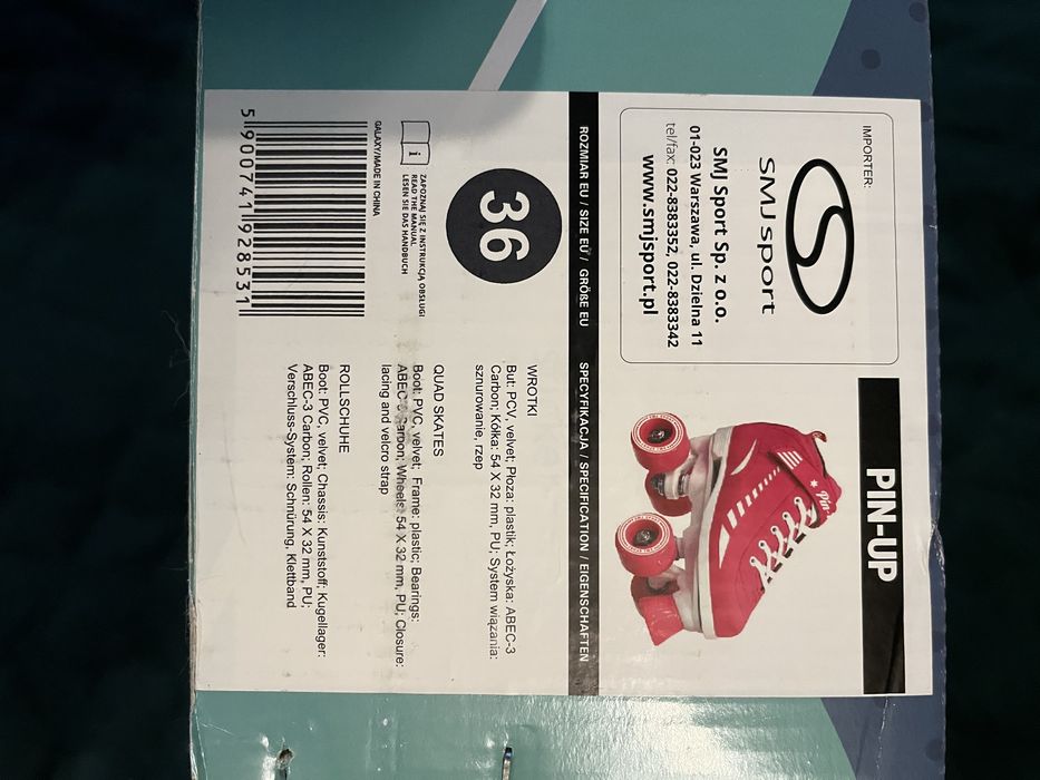 Wrotki, rozowe, stan bardzo dobry roz. 36