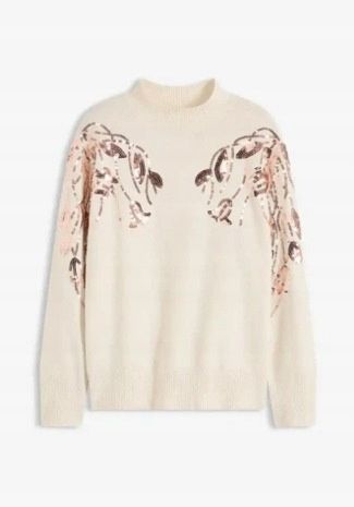 B.P.C sweter beżowy z cekinami 36/38.