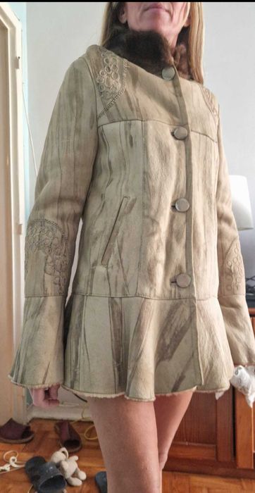 Casaco de couro camurça M novo