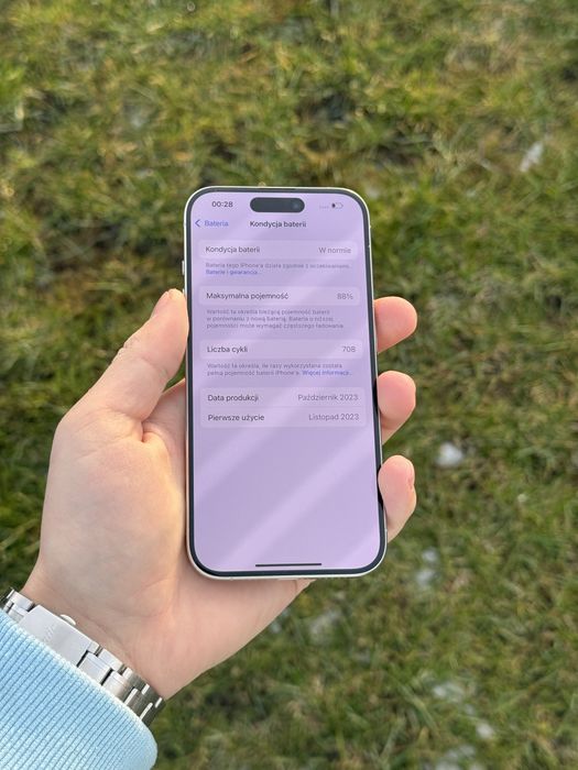 Telefon iPhone 15 PRO 128GB 88% Bateria Apple Biały