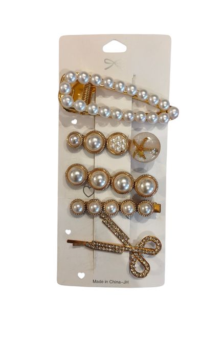 DUŻE spinki do włosów ozdoby złote perły(NOWE)