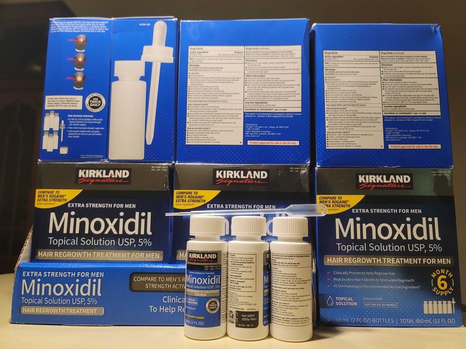 3X60ml Minoxidil Kirkland 5% calvície força extra cabelo de homens
