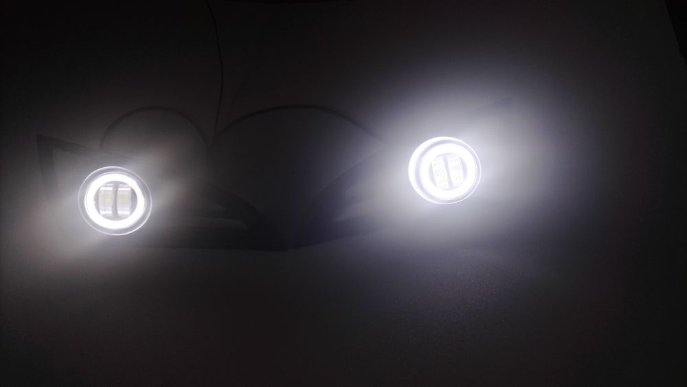 LED противотуманки + дхо с решётками для Джили МК, MK NEW, МК2, МK CROSS.