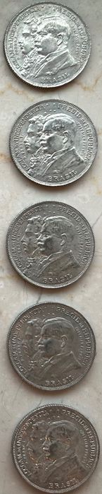 1922 Brasil 2000 Réis – Centenário da Independência (x5)