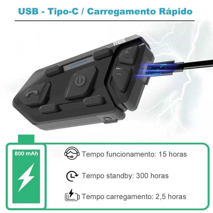 Intercomunicador Bluetooth 5.0 WAYXIN R6S — 6 Utilizadores | 1200 m