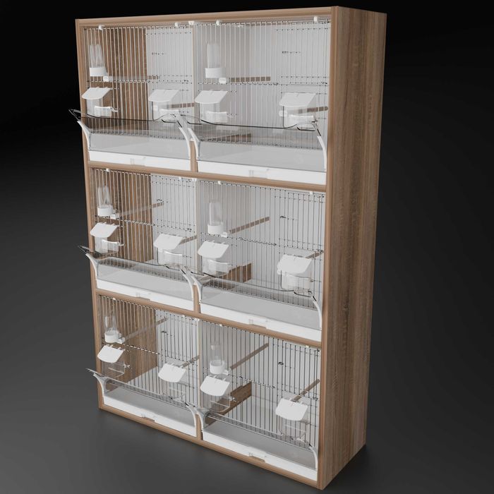 Regał hodowlany, klatka dla ptaków - wysuwane przegrody + łuskołapy