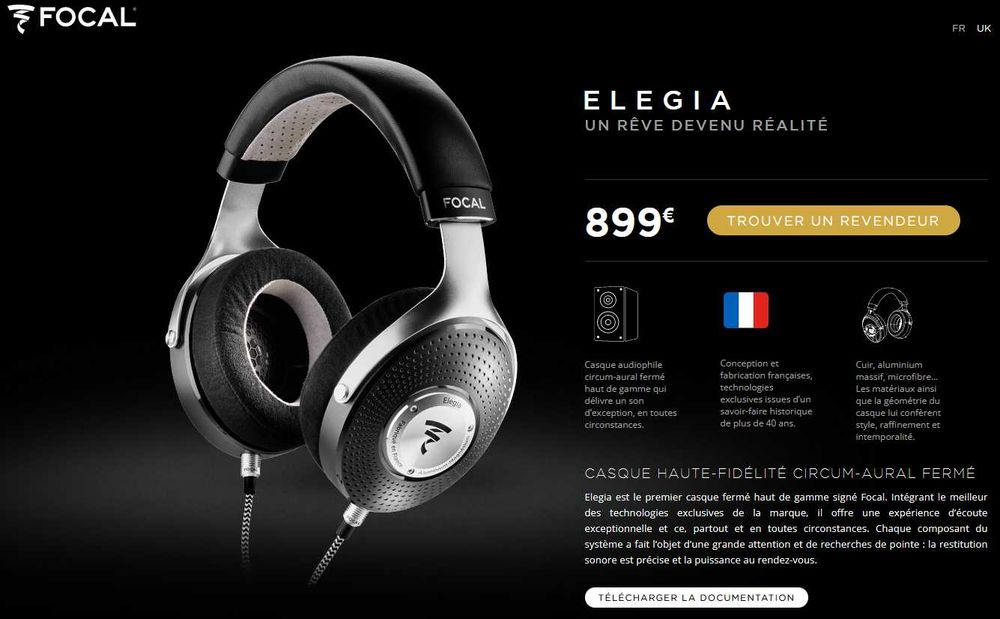 Auscultadores HIFI Focal Elegia como novos/garantia