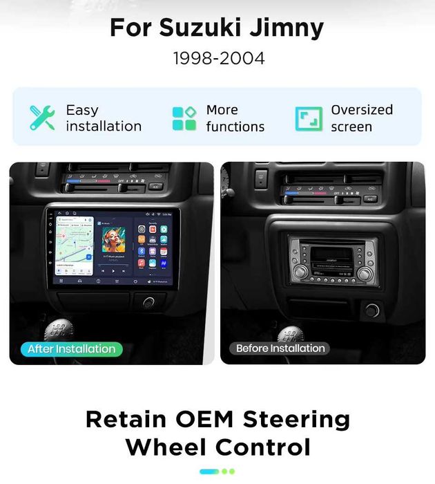 Rádio Android Suzuki Jimny 1998 a 2004 9 Polegadas CarPlay 2/32GB gps Novo