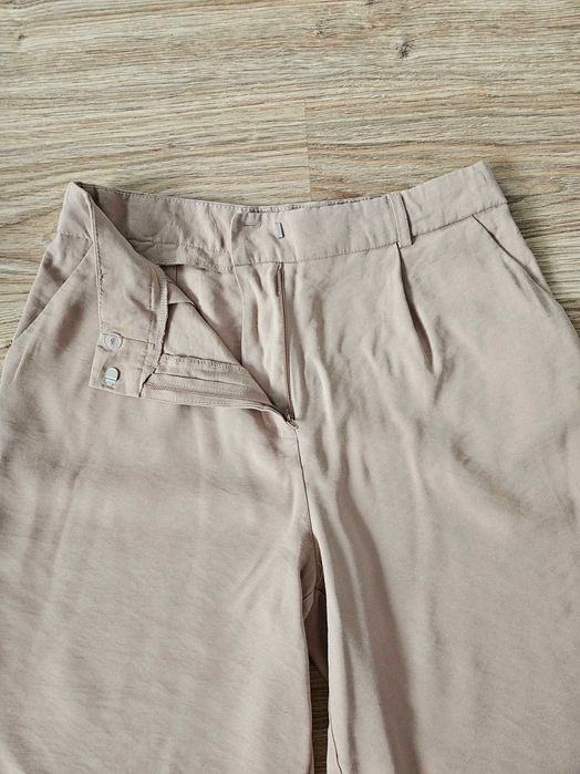 Spodenki bermudy wysoki stan beżowe na lato plażę długa nogawka M L