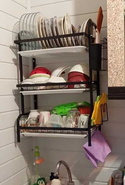 Кухонна сушка сушарка для посуду органайзер три яруси сушилка
