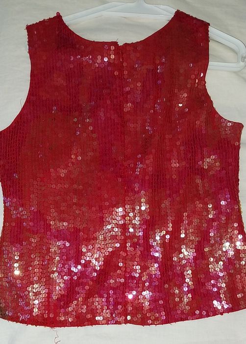 Camisa sem mangas em lantejoulas  vermelha