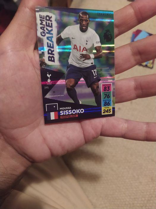 Carta Panini adrenalyn Tottenham jogador midfielder 2021 Moussa Sissoko #395 holográfic