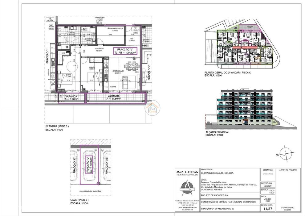 Apartamento T2+1, 2º fração J em Construção - Barrocas, Oliveira de Az