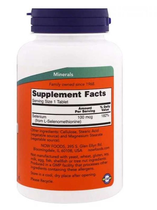 Now foods Selenium, Селен, 100 мкг