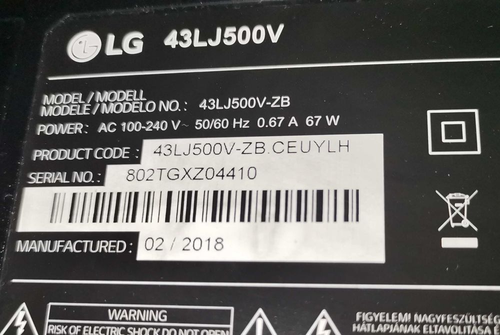 LG Power Supply 715G7574-P01-W07-0H2H for 43LJ500V and Other Models64738555922051124