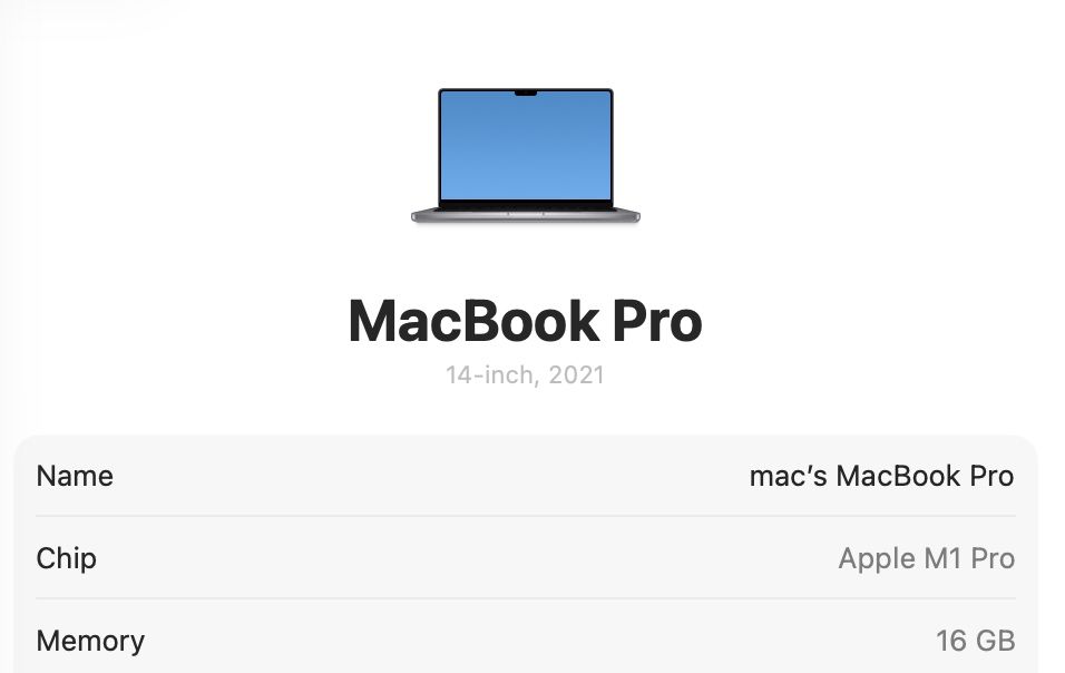 MacBook Pro 14’ 2021 M1 Pro 16GB 1TB SSD