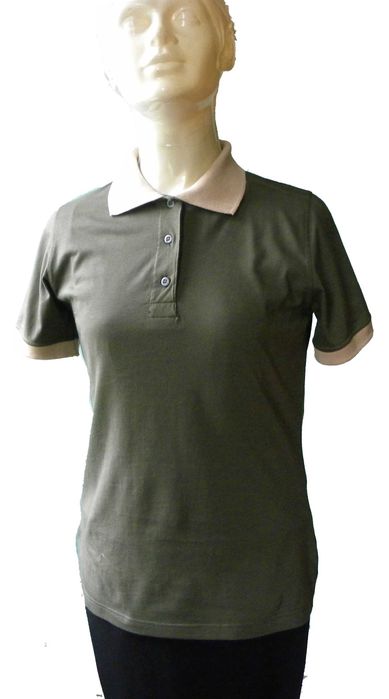 polo damska   krótki rękaw, kolor zielony,dodatki beż   r. S-XXL