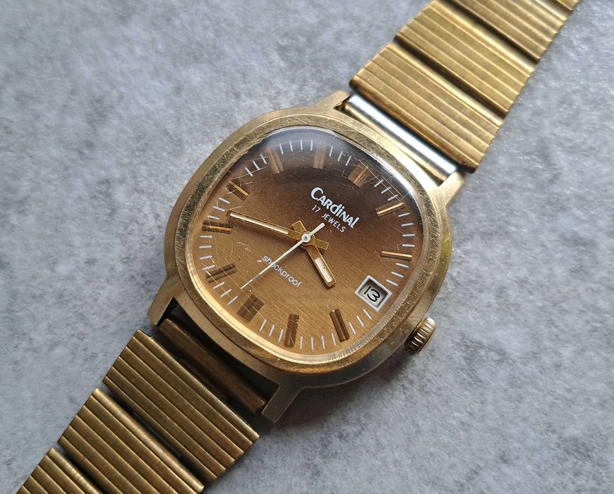 Cardinal (Poljot) radziecki zegarek vintage powłoka złoto