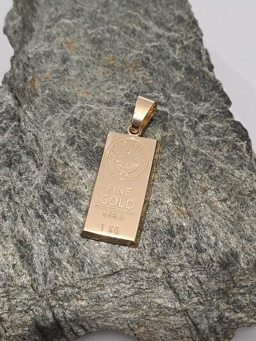 Złota zawieszka Sztabka 585 Nowa  3.5 cm