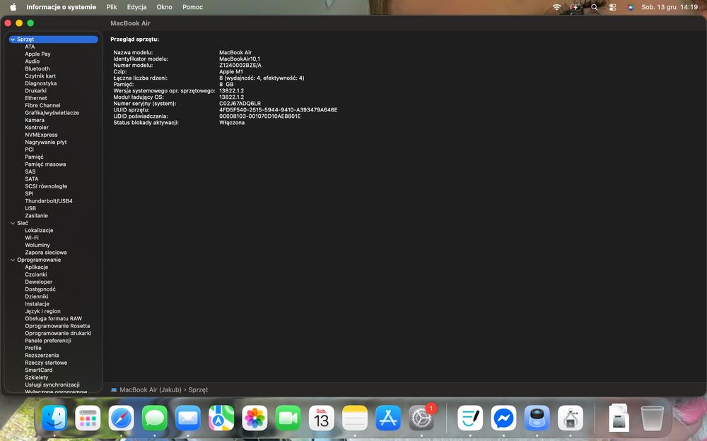 MacBook Air M1 2020 8gb/256gb 13,3' 94% baterii