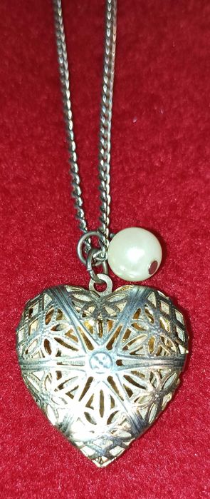 Sekretnik na zdjęcie naszyjnik wisiorek serce ażurowy srebrny vintage