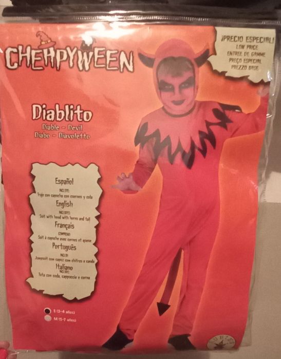 Fato Diabo tamanho 3/4 anos