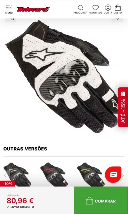 Luvas novas Alpine Star SMX-1 (envio à cobrança)
