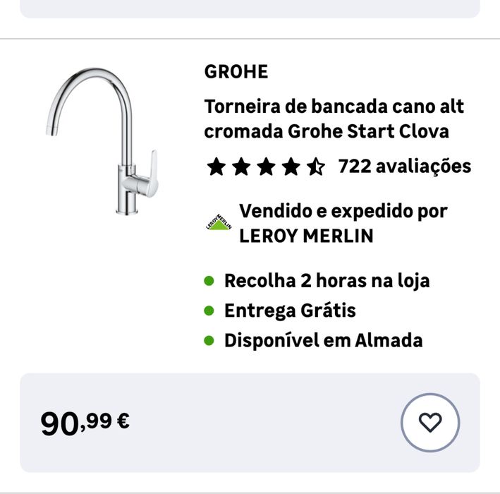 TORNEIRA BANCADA COZINHA marca GROHE como nova inox