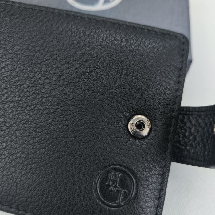 Гаманець чоловічий HT шкіряний чорний кожаный кошелек мужской черный