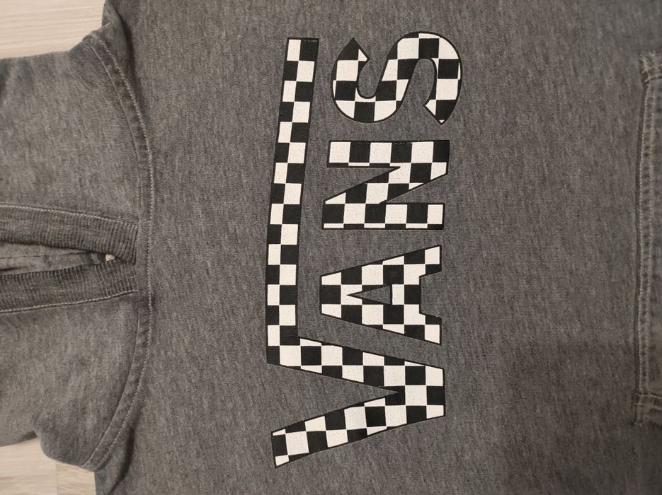Szara bluza z kapturem Vans szachownica L