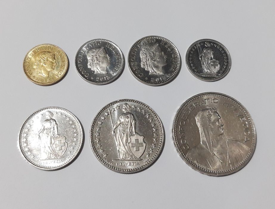 Монета Швейцарский франк 5,10,20,1/2,1,2,5