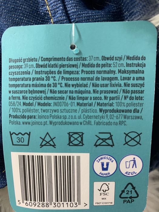 Kamizelka jeansowa jeans w truskawki dla psa Maltańczyk Nowa