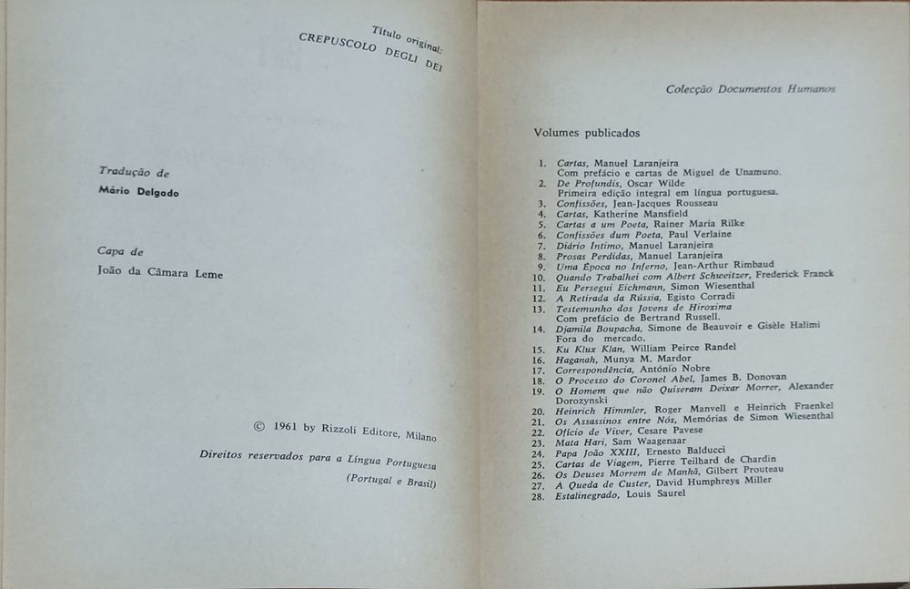Crepúsculo dos Deuses - Enzo Biagi ®1969