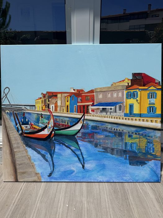 Aveiro - moliceiros no canal - pintura sobre tela
