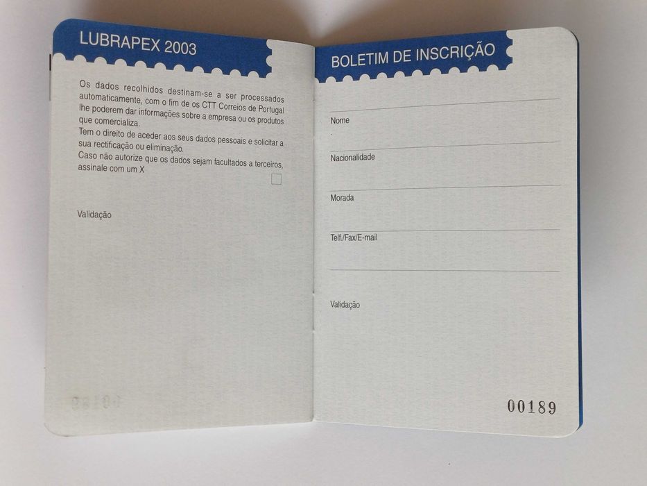 Filatelia - Passaporte filatélico Lubrapex 2003