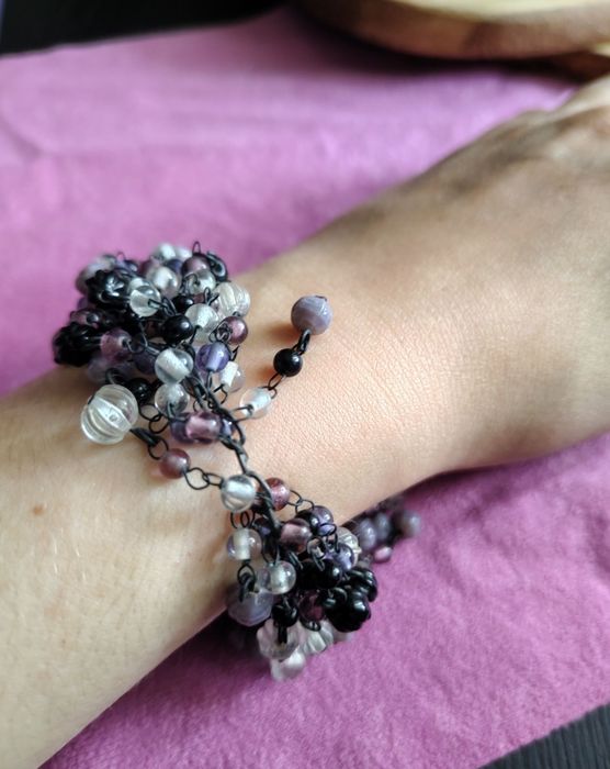 BijouBrigitte bransoletka koraliki czarny fioletowy