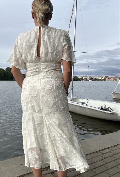 Boohoo biała długa suknia kwiaty hafty 42/44 XXL