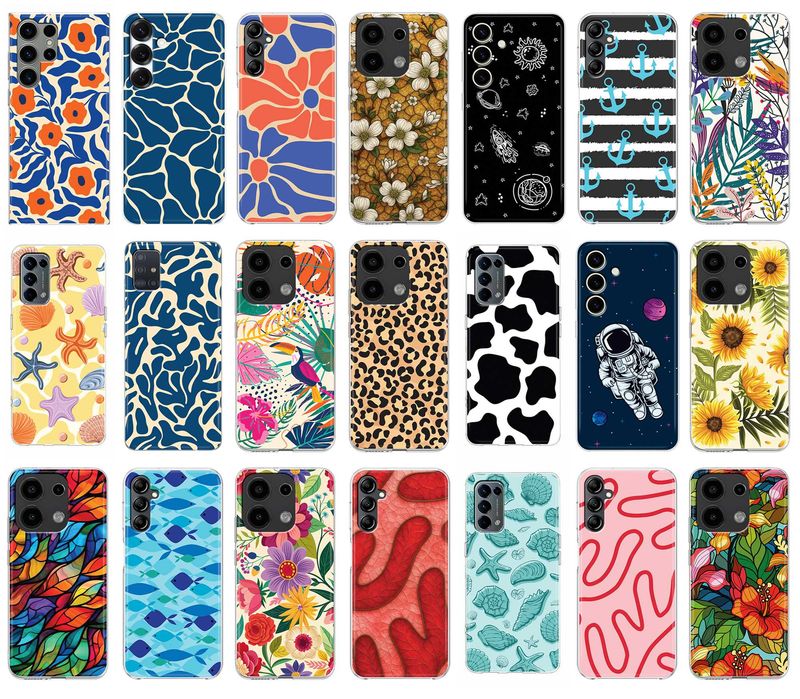 Capas silicone para telemóveis Samsung azul conchas e estrelas do mar