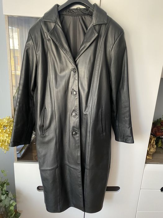 Płaszcz długi skórzany, szyty na miarę  naturalna skóra.