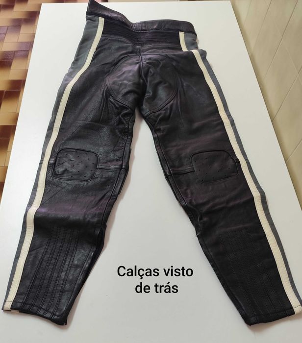 Fato completo casaco e calças motard Mototécnica em pele genuína