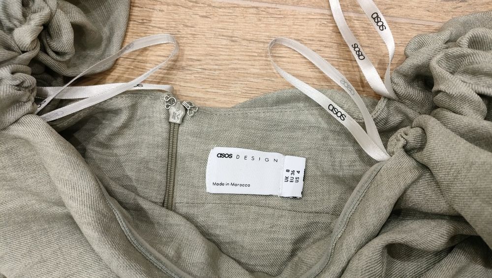 Asos Design nowy kombinezon khaki z dekoltem Bardot S 36