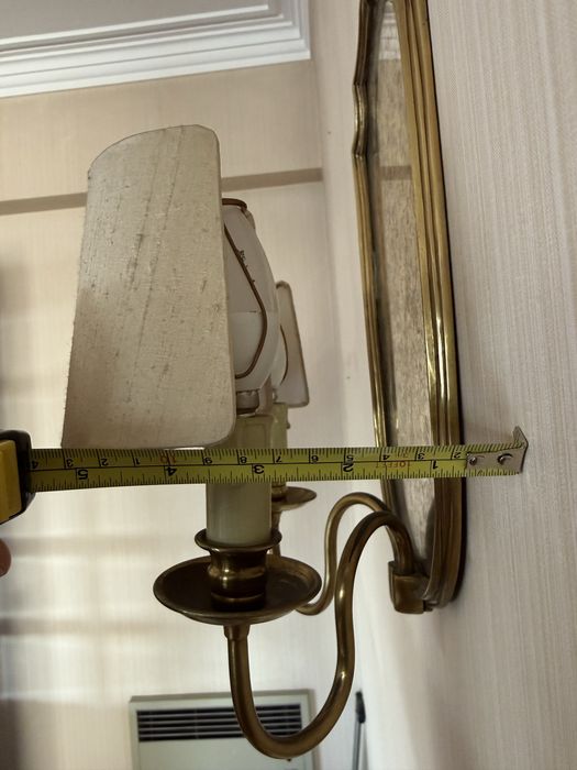 Par de apliques de parede em latão com espelho - estilo clássico