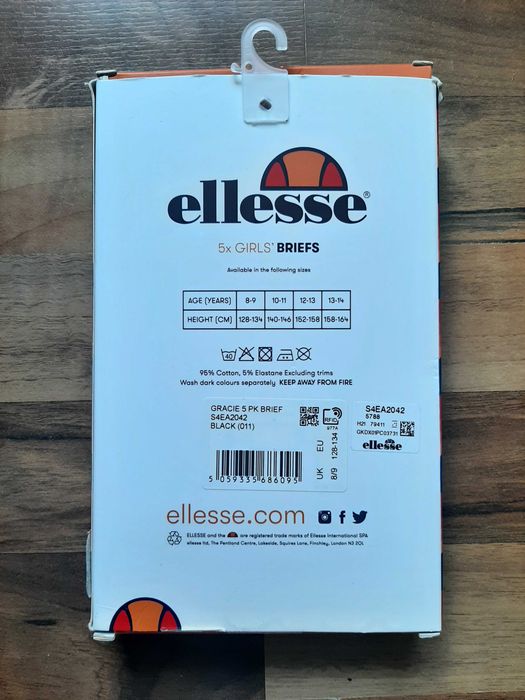 Ellesse Nowe 5-pak figi majtki czarne 8-9 lat 128 134