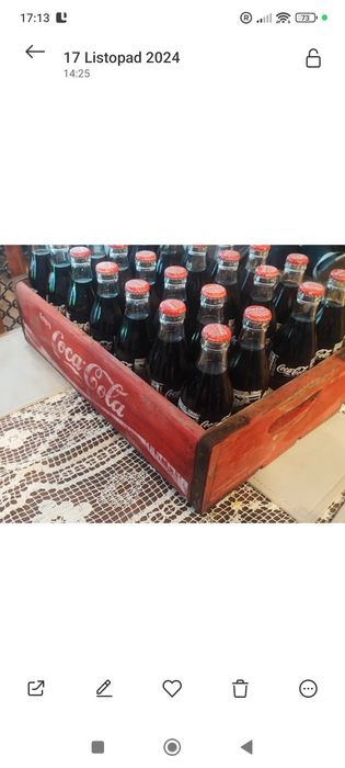 28 butelek coca cola dla kolekcjonera ze skrzynka